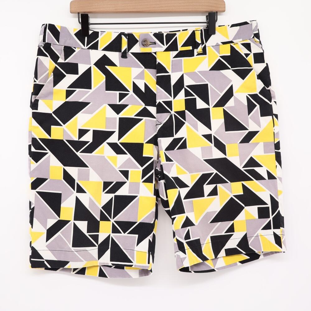 Loudmouth Ice Pick Black Yellow Men's Golf Shorts Geometric Sz 40